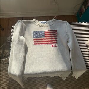 Polo Ralph Lauren Cream Knit American Flag Sweater